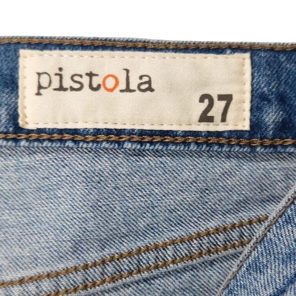 NWT Pistola Madi Embroidered Distressed Modern Slim Jeans Sz 27x27 Deep Sea Blue - Picture 6 of 13